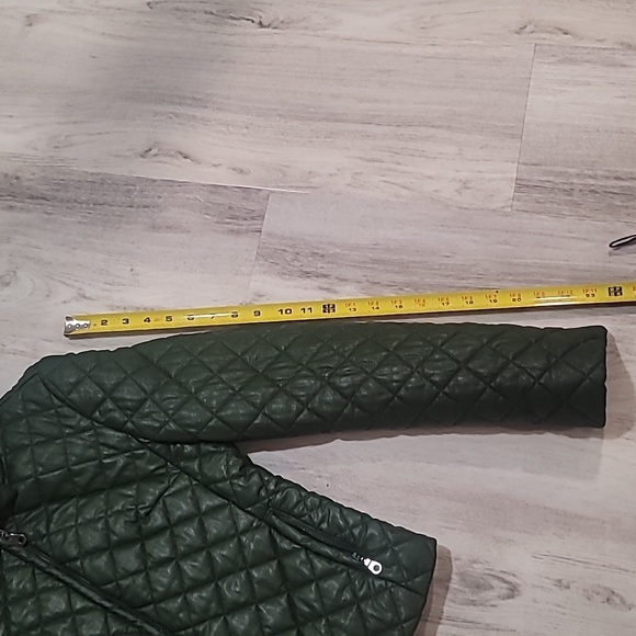 🇧🇫🇧🇬Benetton Quilted 2 Way Zipper Jacket Forest Green Womens XS - Picture 11 of 12